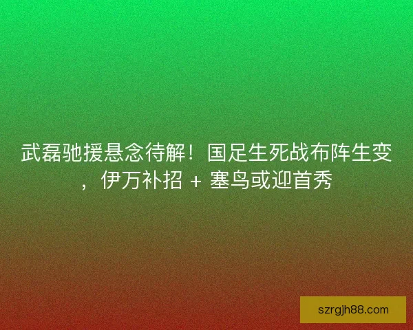 武磊驰援悬念待解！国足生死战布阵生变，伊万补招 + 塞鸟或迎首秀