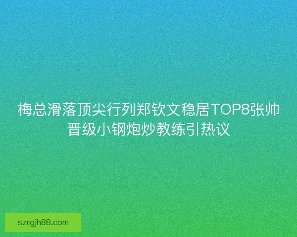 梅总滑落顶尖行列郑钦文稳居TOP8张帅晋级小钢炮炒教练引热议